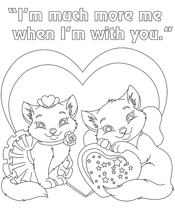 Lovely coloring page with kittens