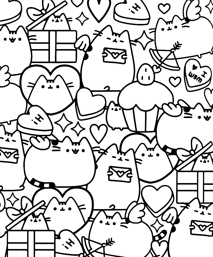 Pusheen coloring pages printable for free download