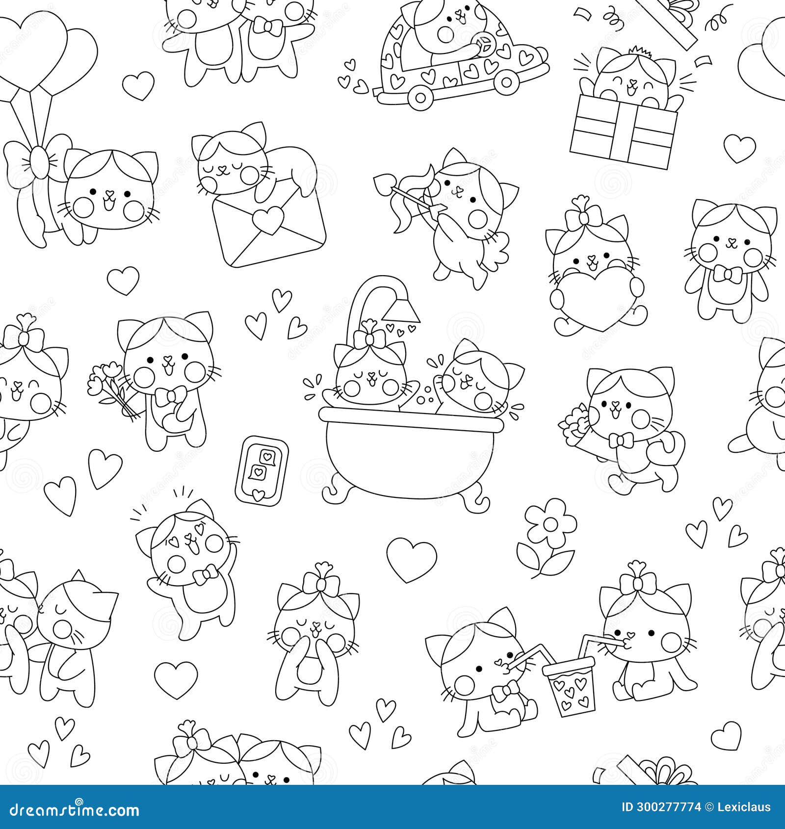 Cats kawaii coloring stock illustrations â cats kawaii coloring stock illustrations vectors clipart