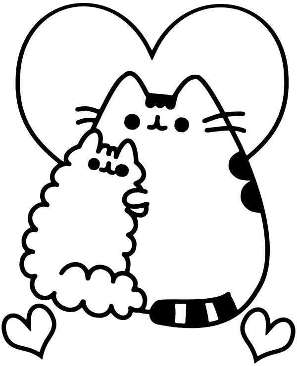 Pusheen coloring page with stormy