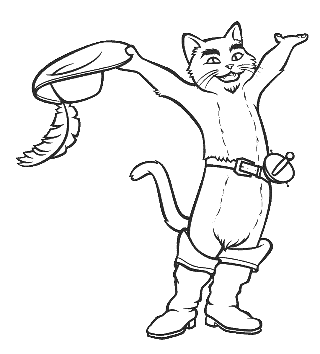 Printable puss in boots coloring page