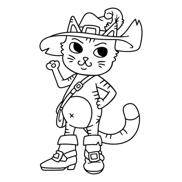 Premium vector puss in boots children illustration