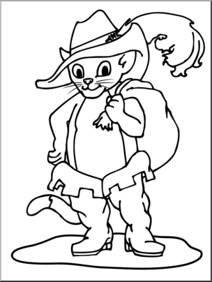 Clip art puss in boots bw i