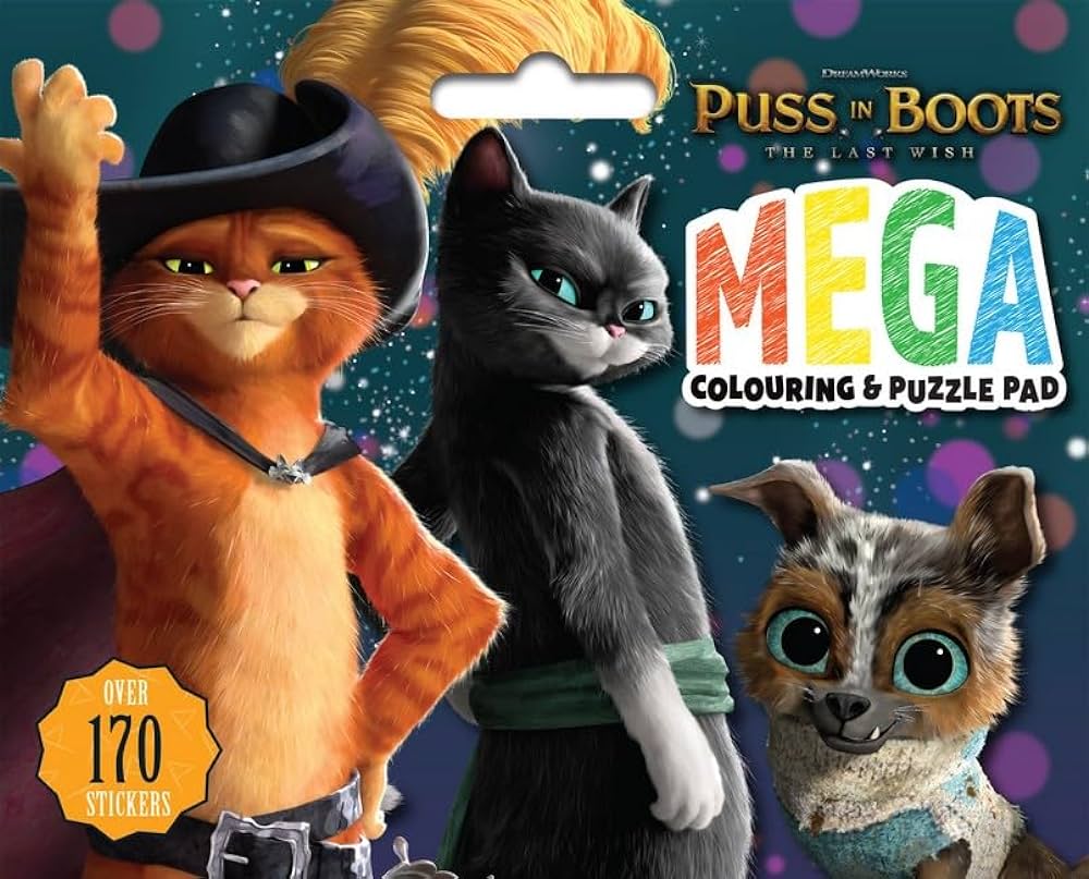 Puss in boots the last wish mega colouring puzzle pad dreamworks make believe ideas books