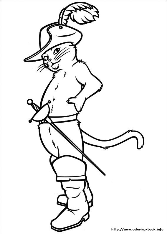 Puss in boots coloring picture