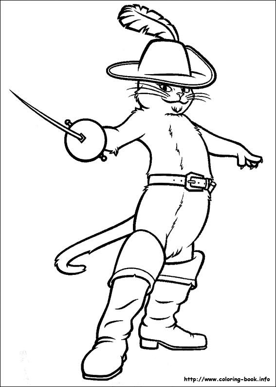 Puss in boots coloring picture