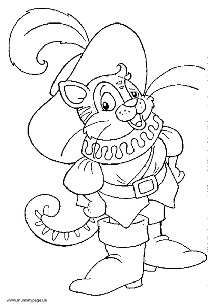 Puss in boots colouring page