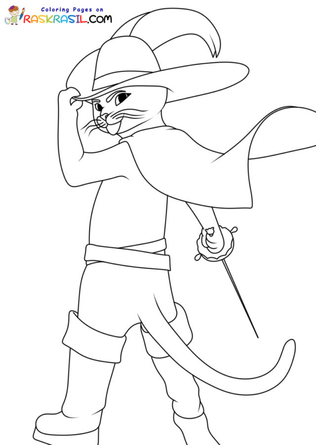 Puss in boots coloring pages