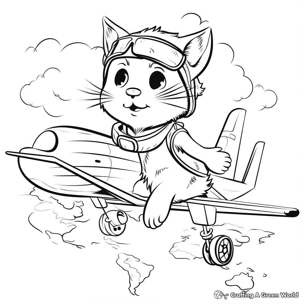 Flying cat coloring pages