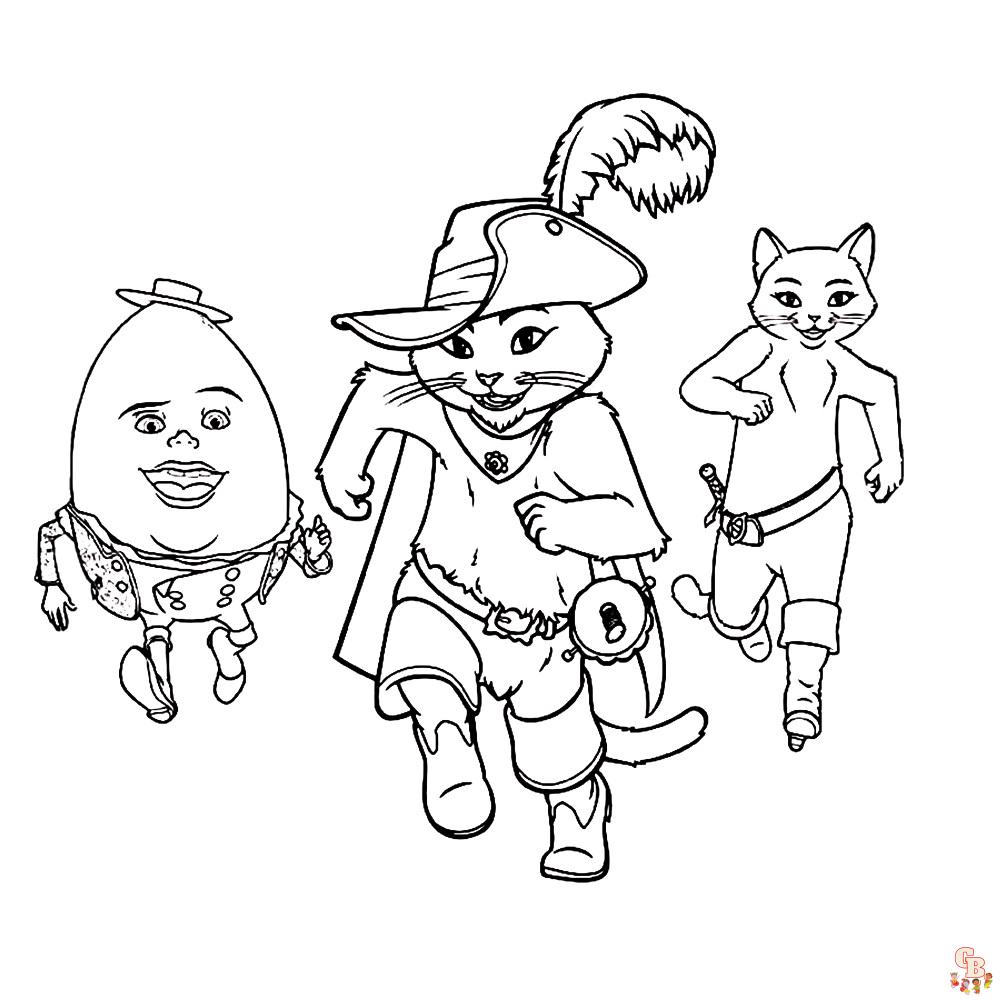 Free printable puss in boots coloring pages