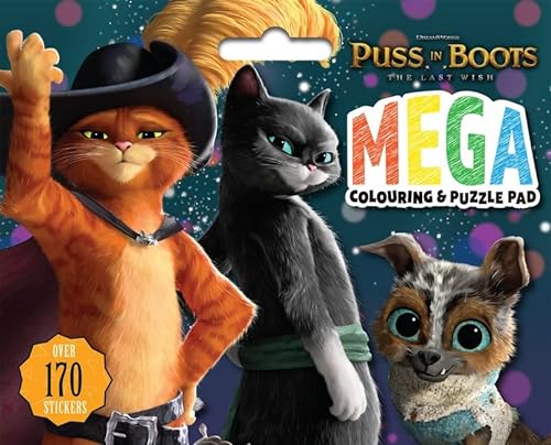 Puss in boots the last wish mega colouring puzzle pad dreamworks