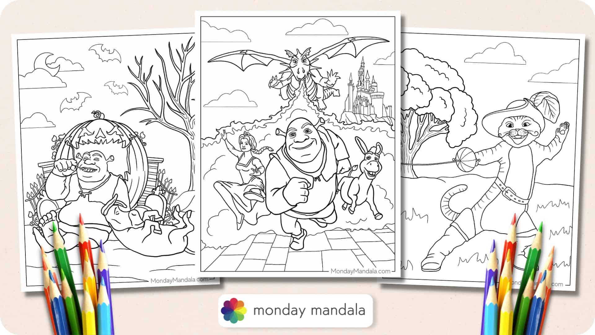 Shrek coloring pages free pdf printables