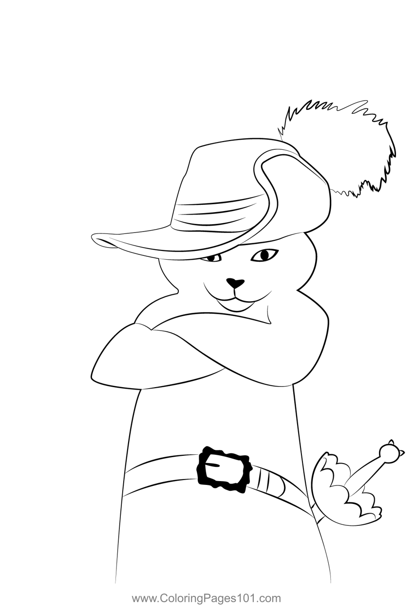 Puss in boots desktop coloring page for kids