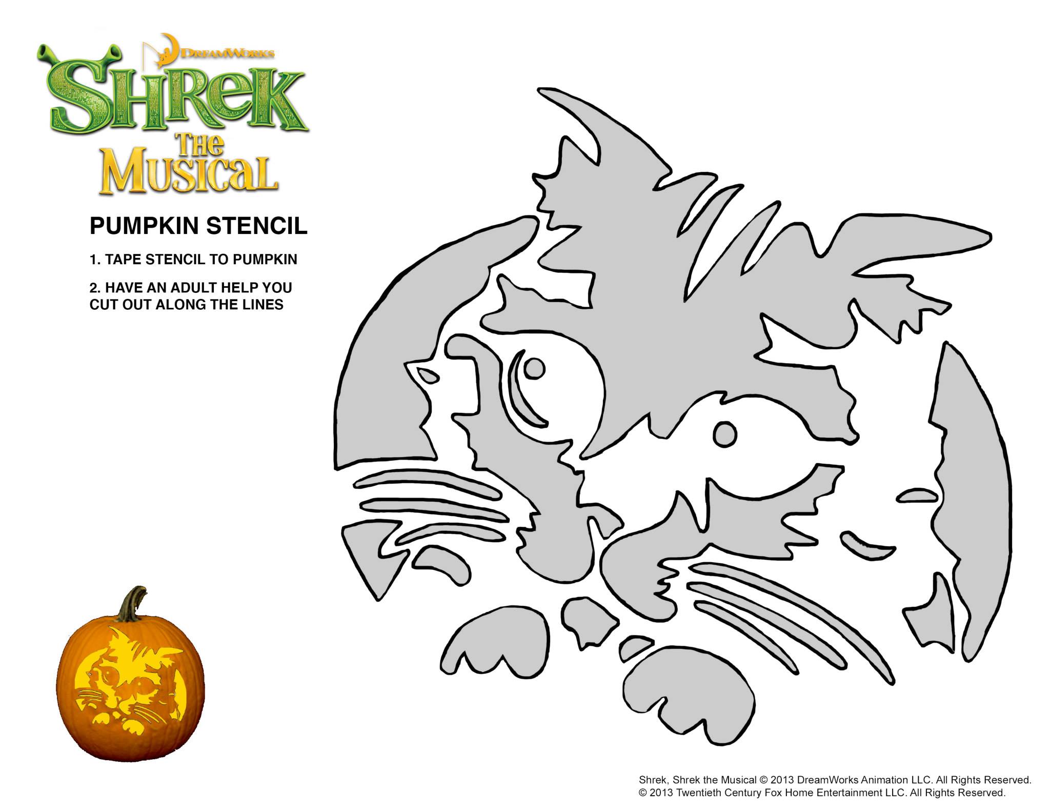 Shrek puss in boots free pumpkin stencil