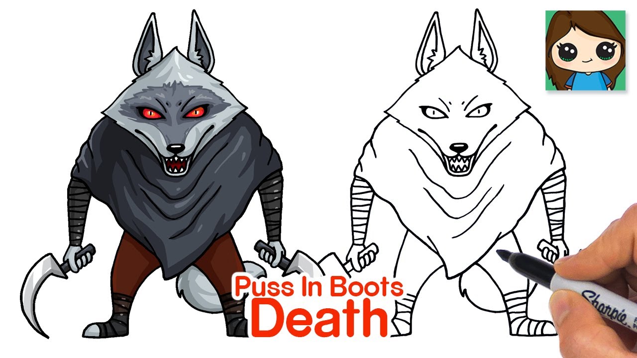 How to draw death puss in boots wolf