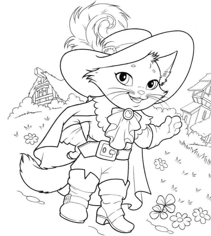 Puss in boots coloring pages