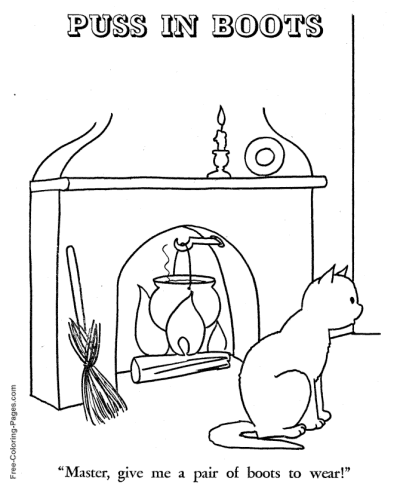 Puss in boots story coloring pages