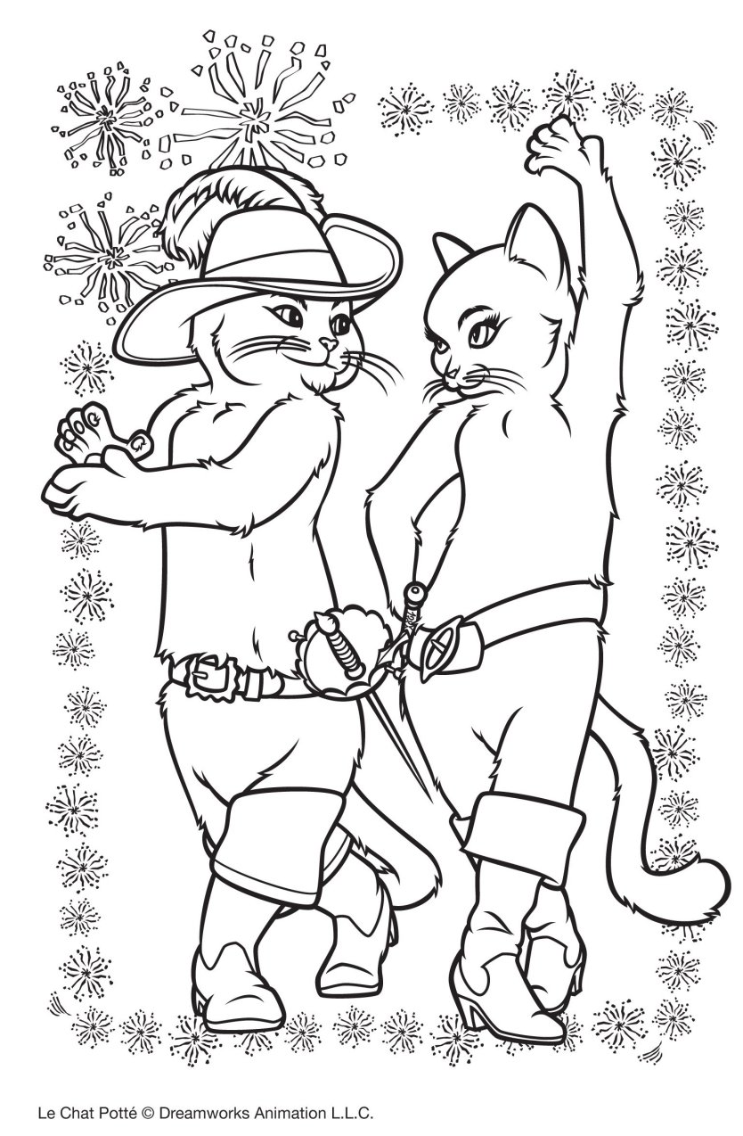 Puss in boots coloring pages for kids