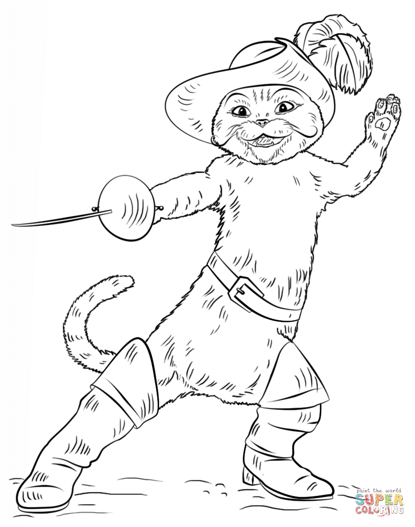 Puss in boots coloring page free printable coloring pages