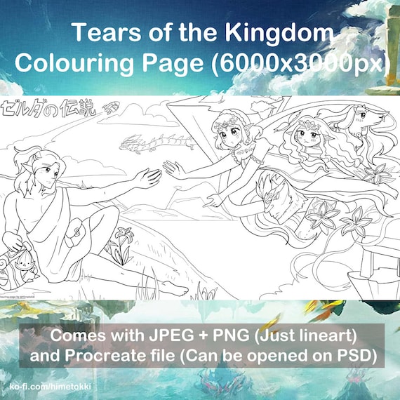 Tears of the kingdom colouring page xpx instant download