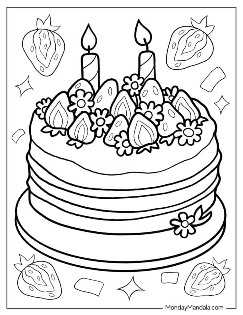 Cake coloring pages free pdf printables