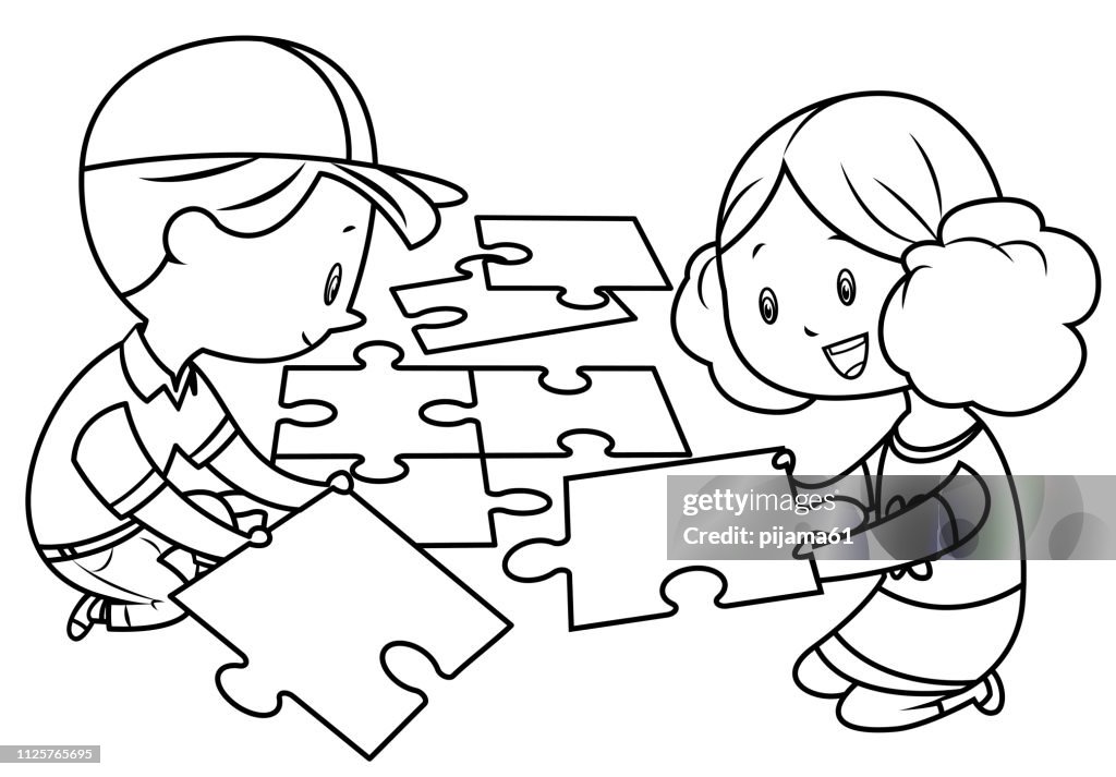 Coloring book child puzzle high