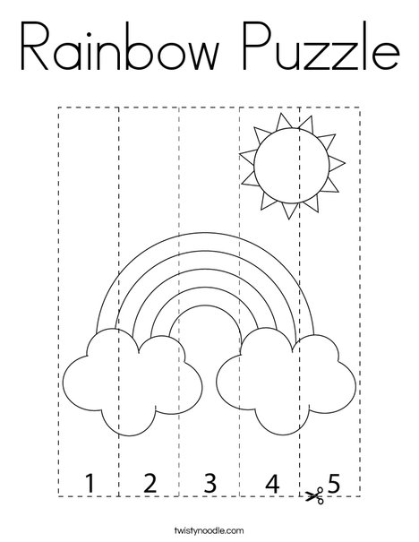 Rainbow puzzle coloring page