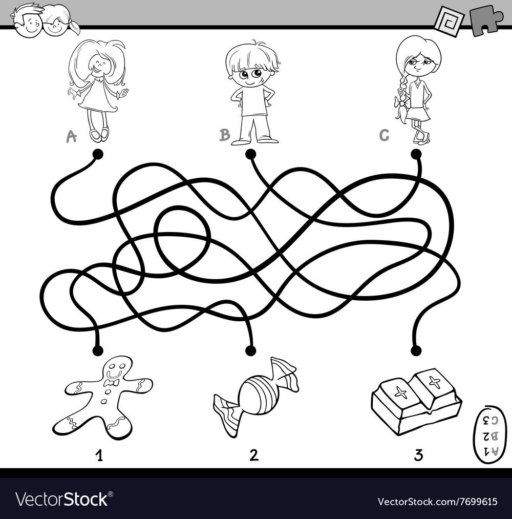 Maze puzzle coloring page royalty free vector image