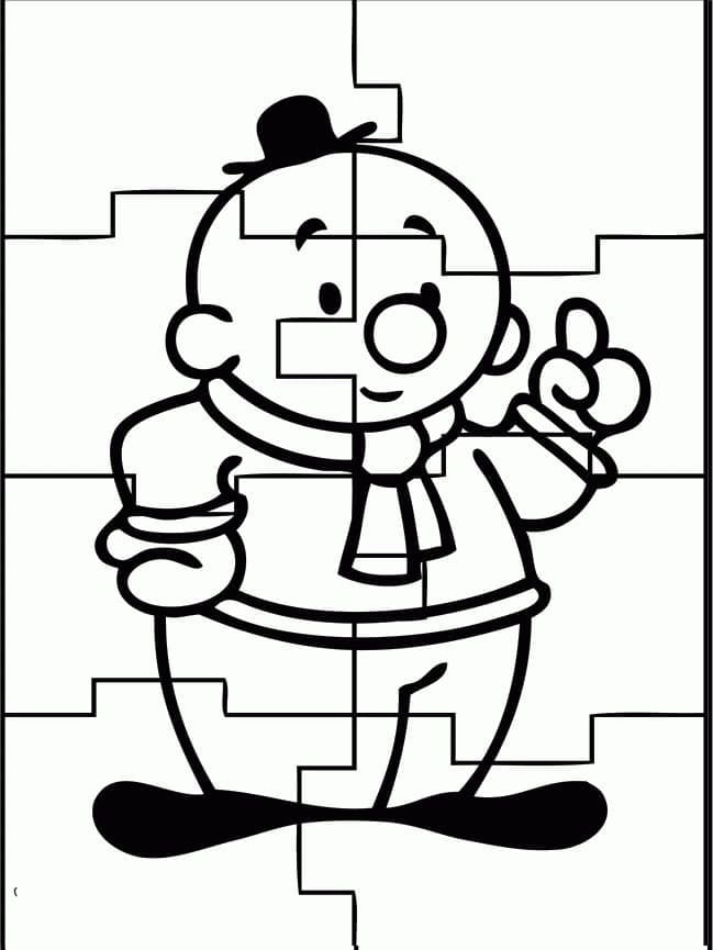 Cartoon jigsaw puzzle coloring page