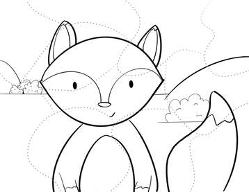 Free fox coloring page and puzzle page