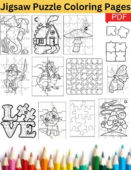 Jigsaw puzzle coloring pages activity pack for kids by coloringbook for kids