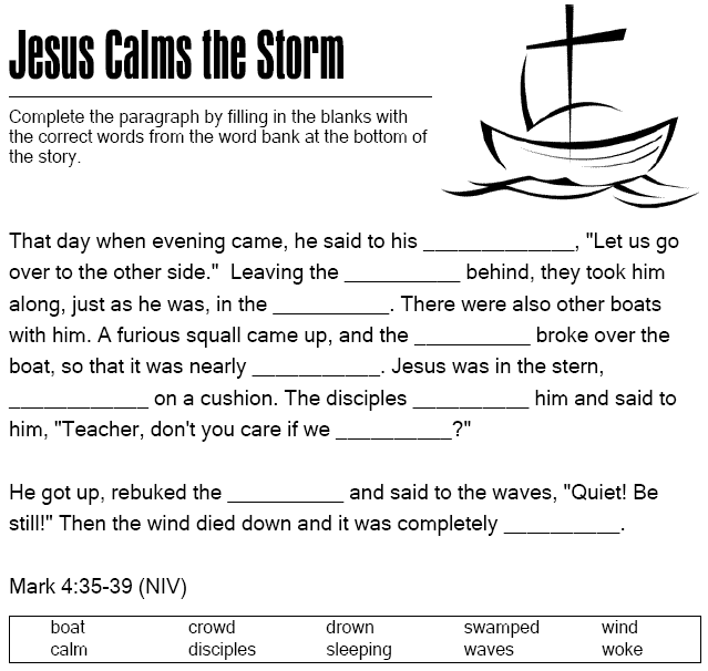 Jesus calms the storm childrens sermons from ser