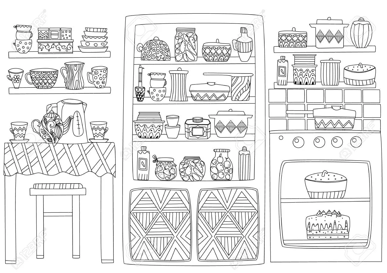 Discover the joy of kitchen coloring pages with