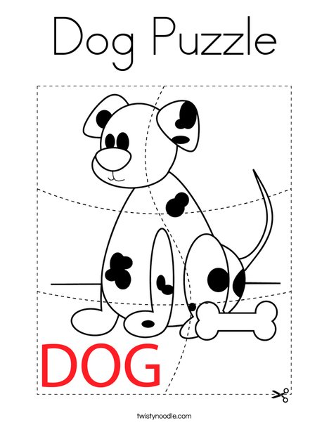 Dog puzzle coloring page