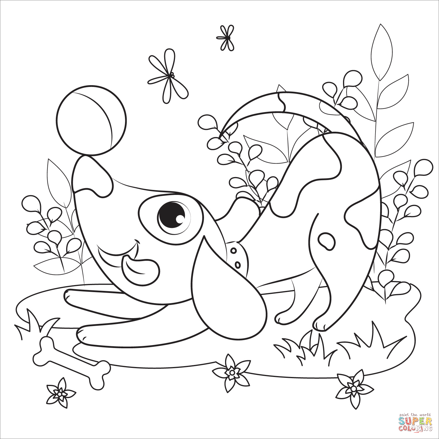 Dog coloring page free printable coloring pages