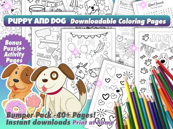 Cute puppy and dog coloring activity pages puppy printables