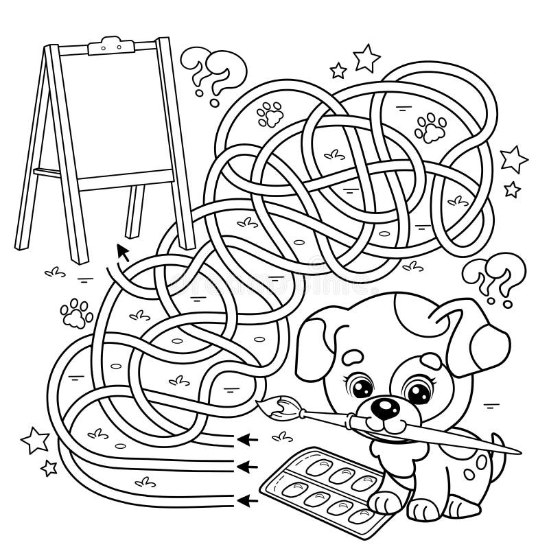Dog maze coloring page stock illustrations â dog maze coloring page stock illustrations vectors clipart