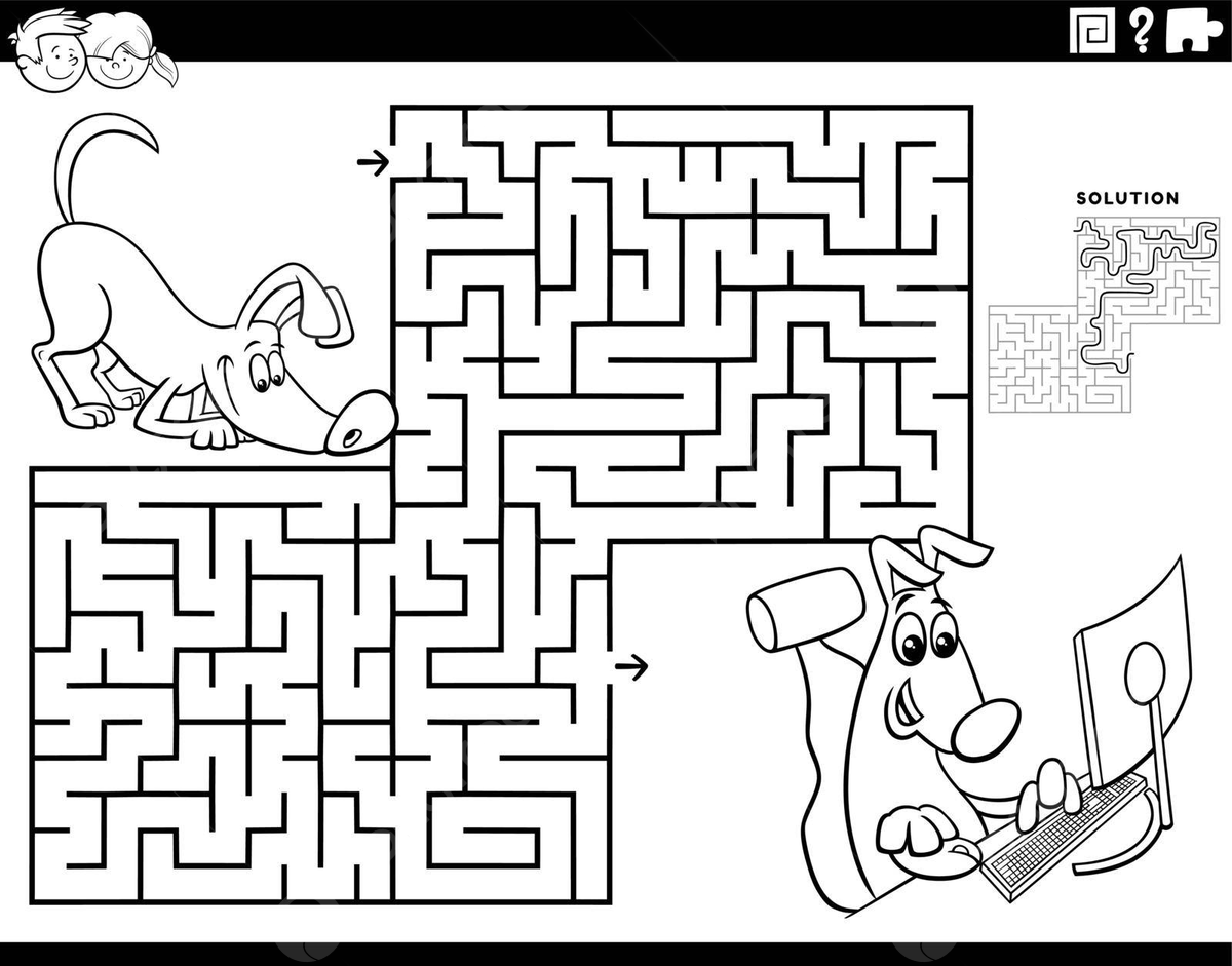 Coloring page of a dog playing puter games in a maze vector dog drawing ring drawing puter drawing png and vector with transparent background for free download