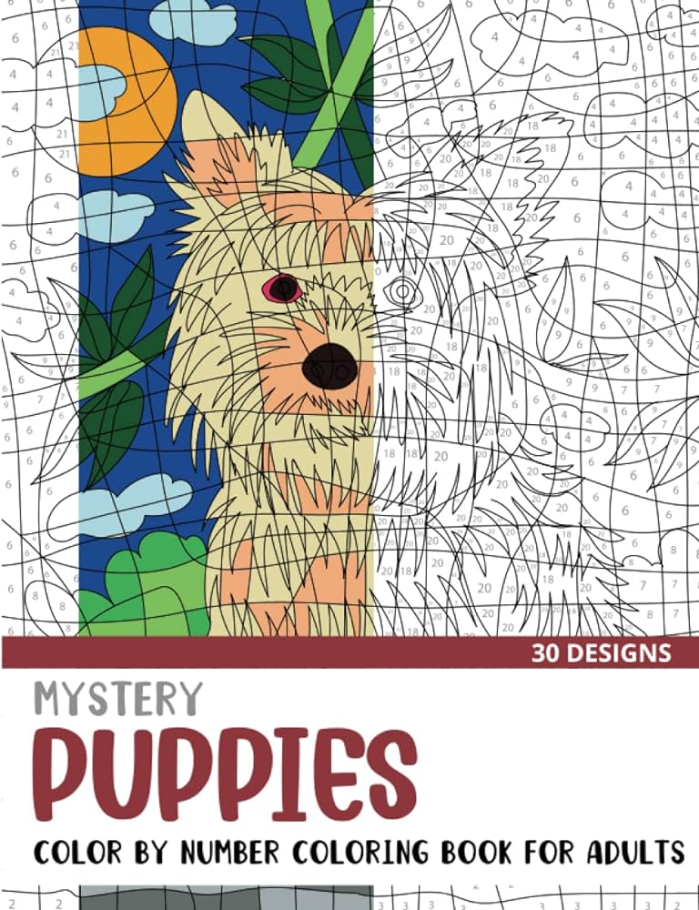 Mystery puppies color by number coloring book for adults unique adult coloring mystery puzzle designs mystery color by number books for adults rai sonia books