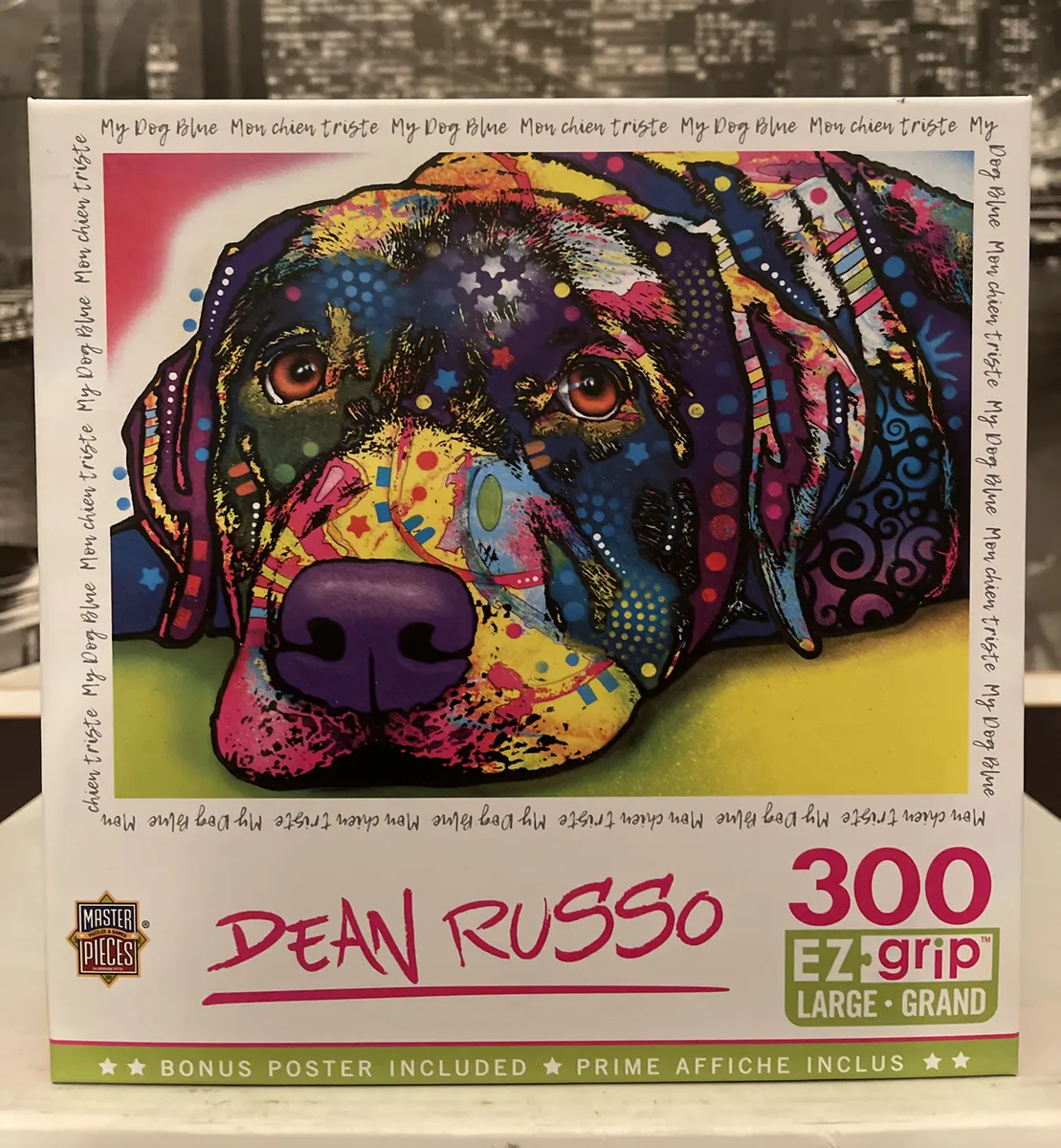 Masterpieces dean russo puppy puzzle ez grip large pcs âmy dog blueâ new nib