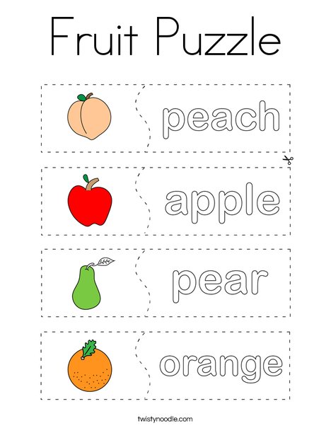 Fruit puzzle coloring page