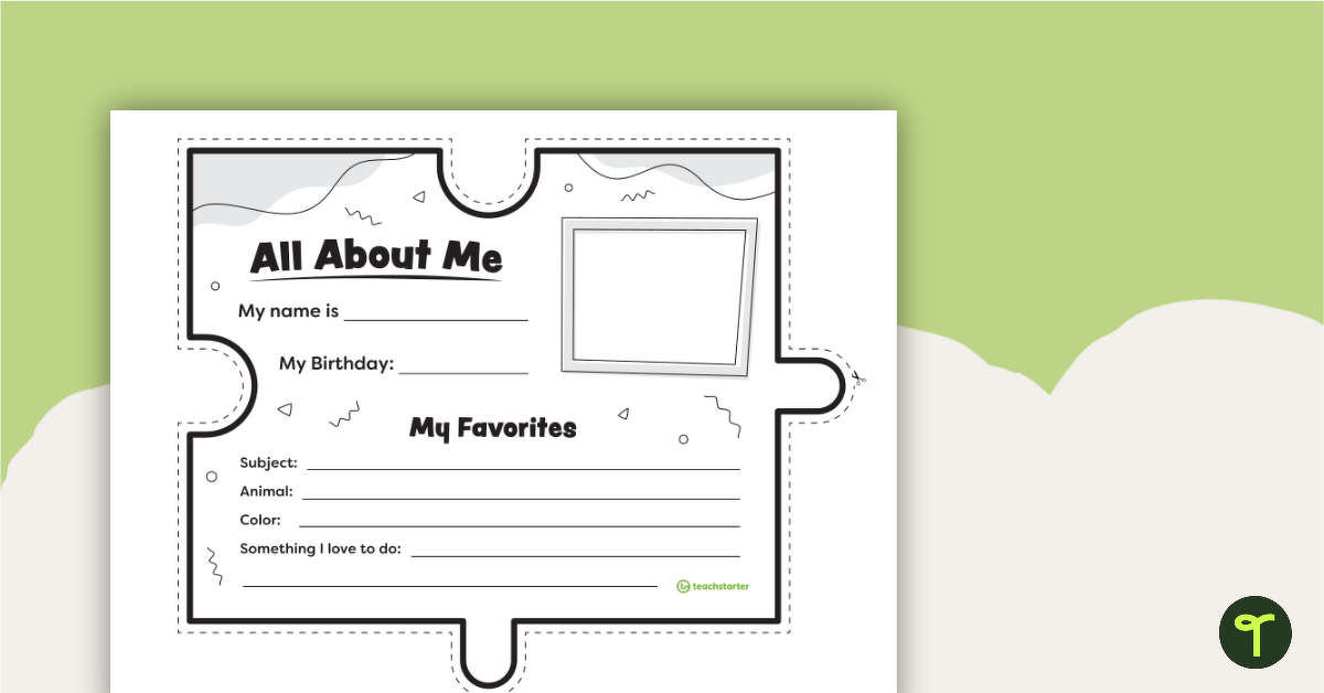 All about me puzzle piece template teach starter