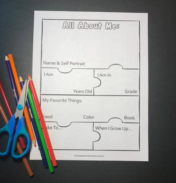 All about me printable puzzle