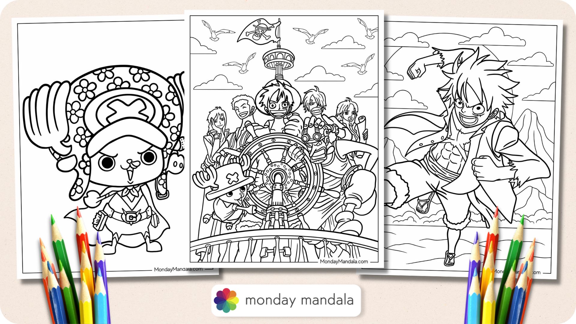 One piece coloring pages free pdf printables