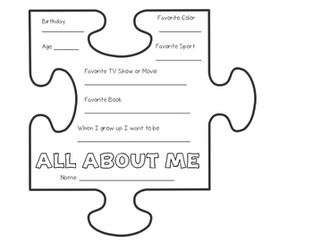 Back to school all about me puzzle piece by lattes and lesson plans