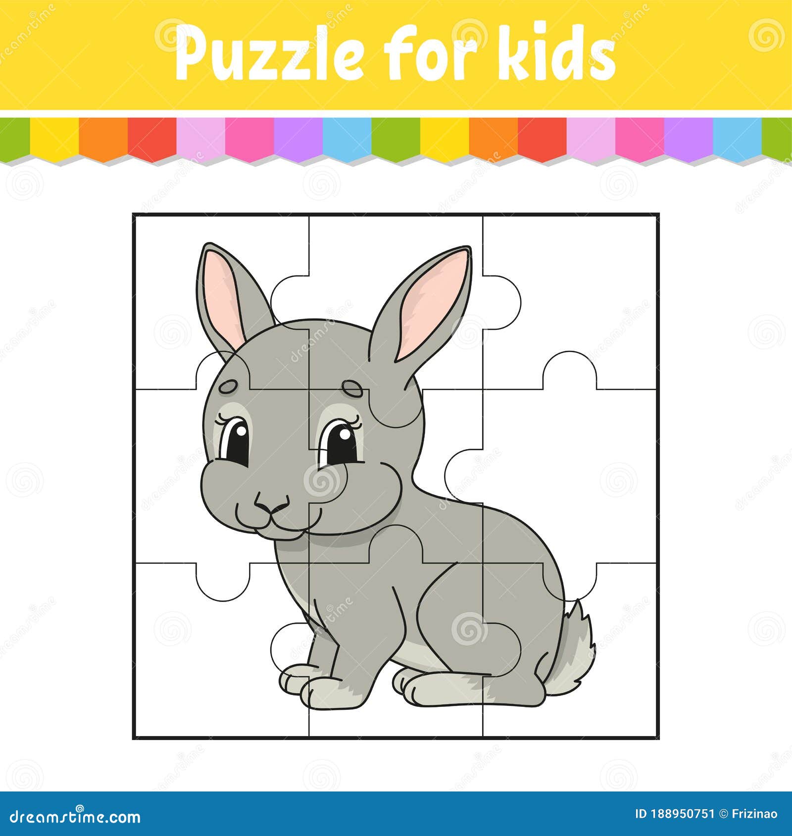 Puzzle game for kids jigsaw pieces color worksheet activity pageisolated vector illustration stock vector