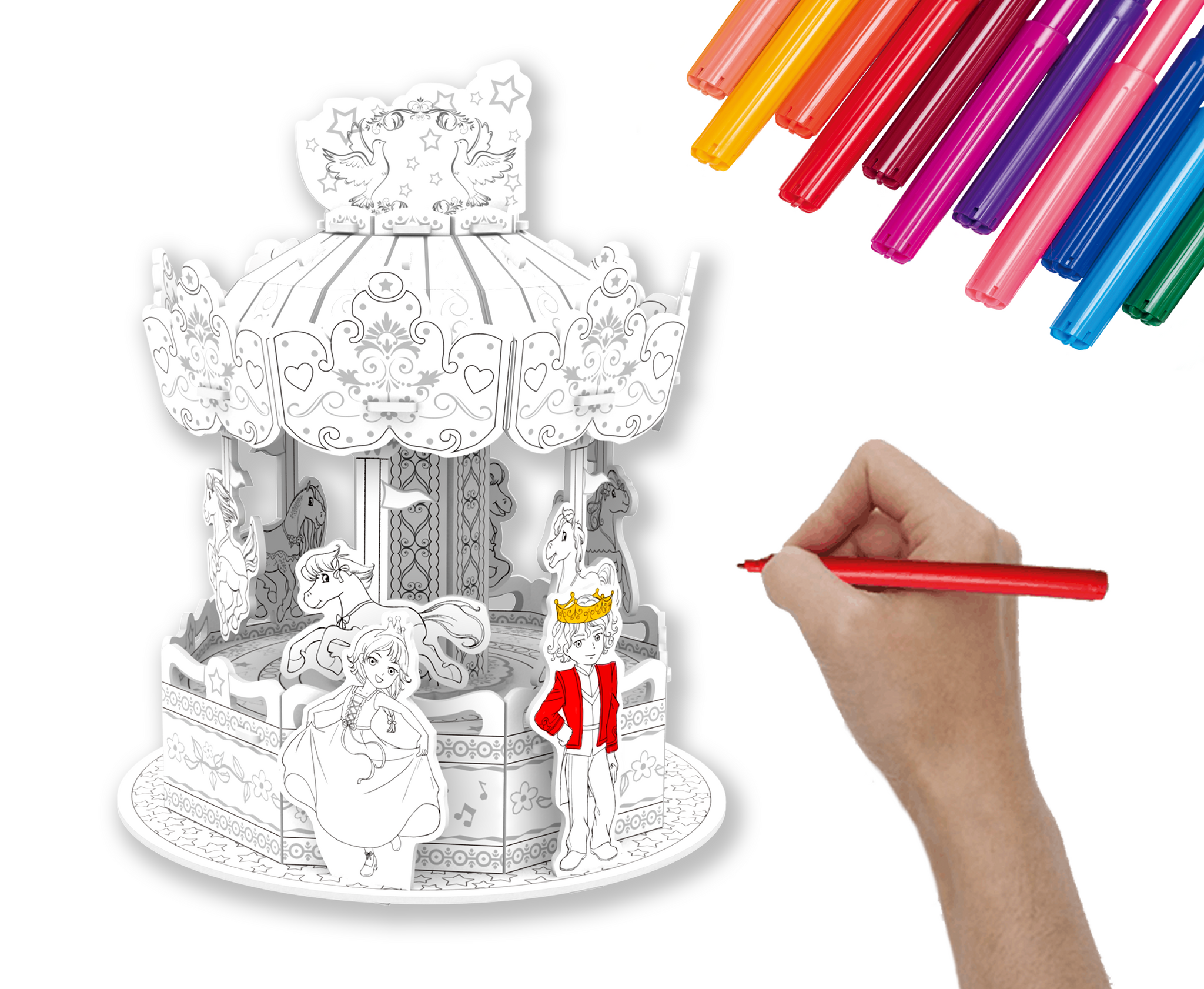 Magical merry go round d colour me puzzle kit â craft buddy