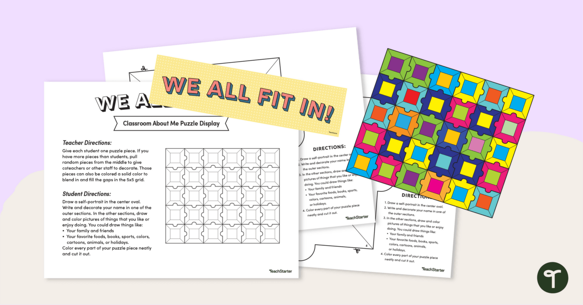 We all fit in all about me classroom display teach starter