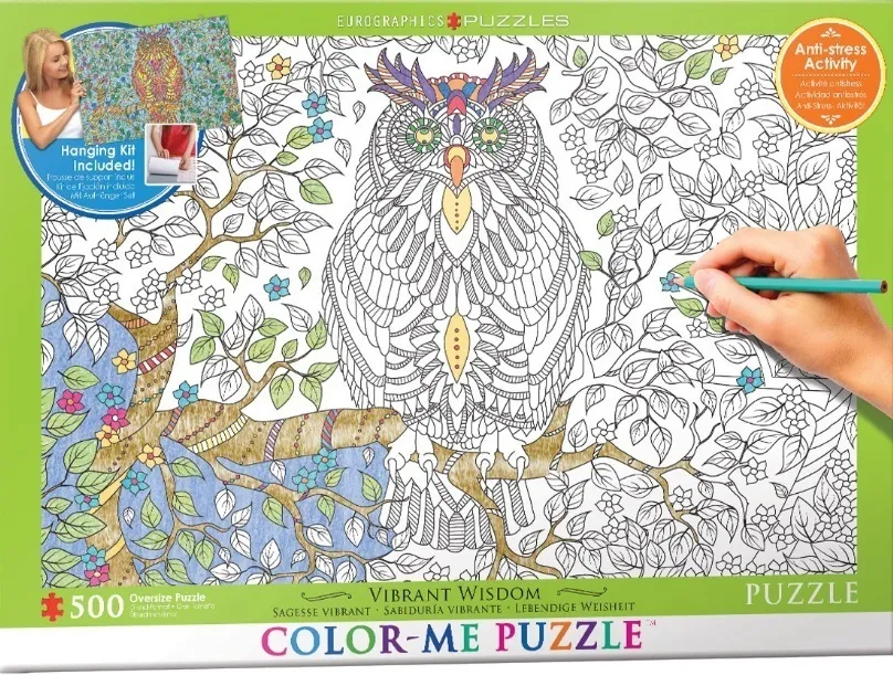 Jigsaw puzzle color me owl pieces new paint it yourself stress relief