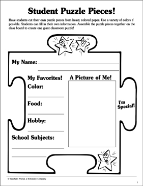 Student puzzle pieces printable skills sheets